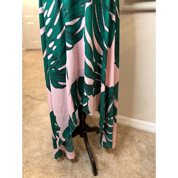 Express Palm Leaf Print Maxi Dress Pink/Green Size 6 - Picture 7 of 9
